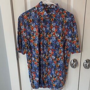 johnnie-O Multicolor Floral Men's Button down short sleeve Shirt Large
